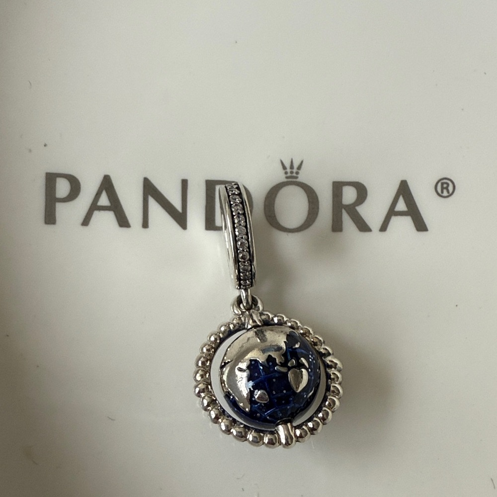 Pandora Silver and Blue Globe Charm